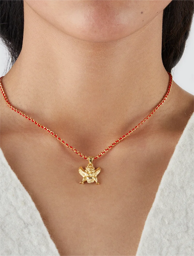 Fortunate Golden Garuda, Golden-winged Bird | New Year red string necklace and bracelet - Gandhanra-ART