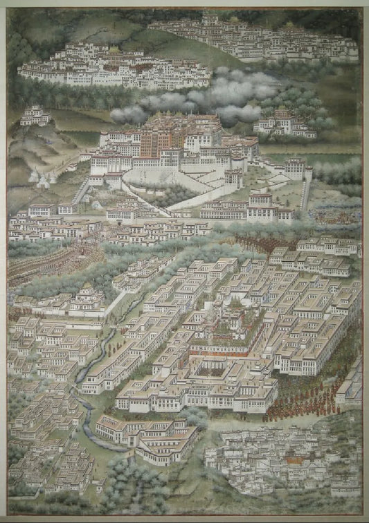 The ancient map of Lhasa in the World Museum - View of the Holy City - Gandhanra-ART