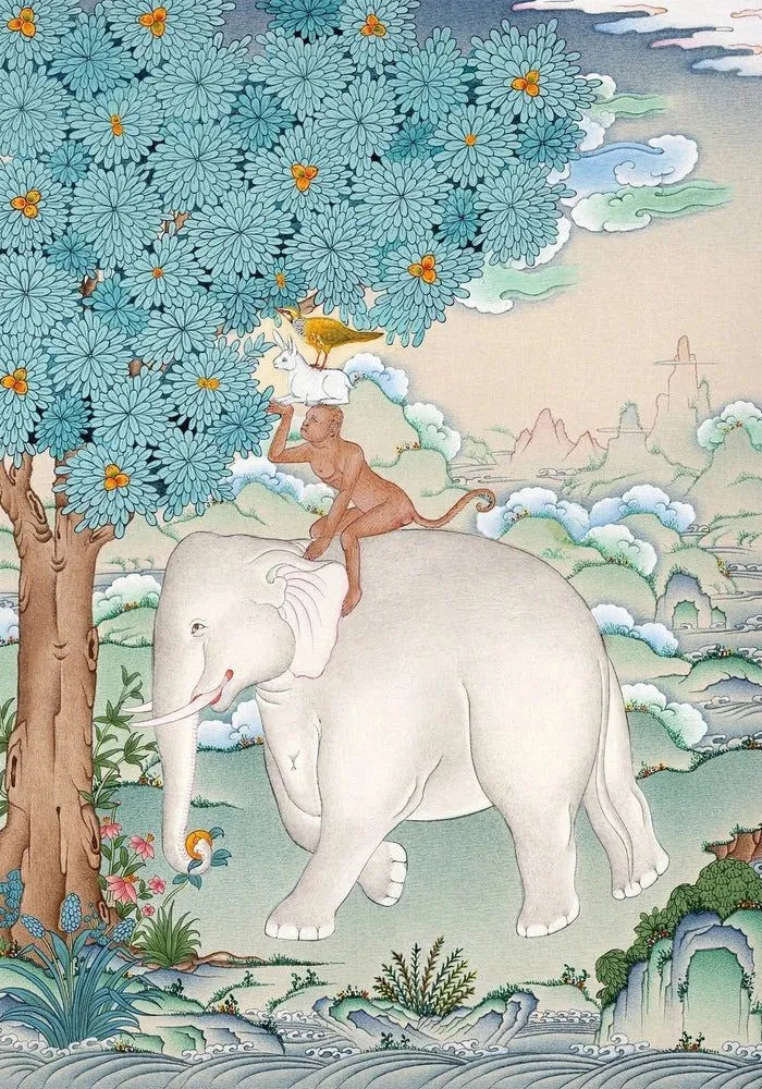 Bhutanese Female Architect | The Four Harmonious Friends in Tibetan Architecture - Gandhanra-ART