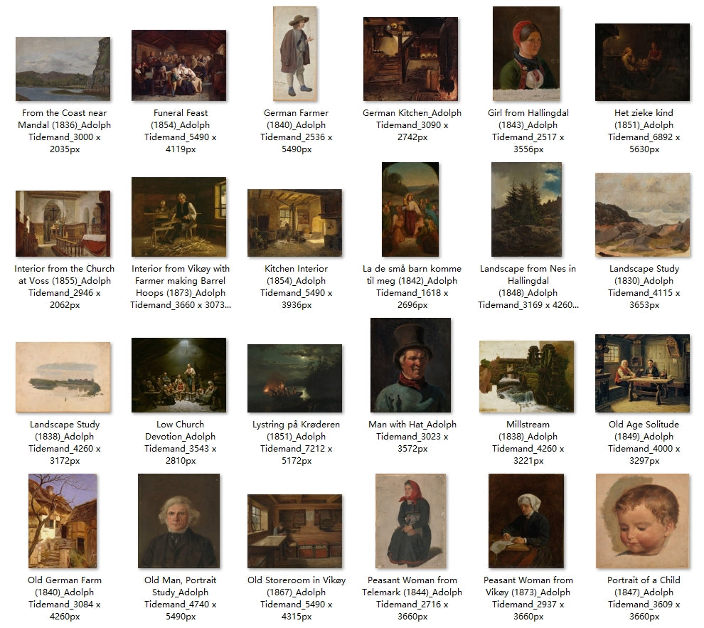 95 Gemälde von Adolph Tidemand (Norweger, 1814-1876)