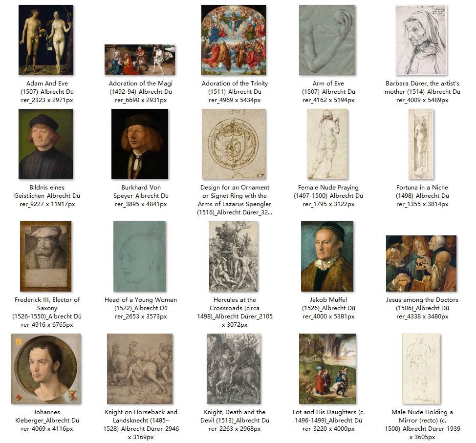 60 Painting Images by Albrecht Dürer (German, 1471-1528) - Gandhanra-ART