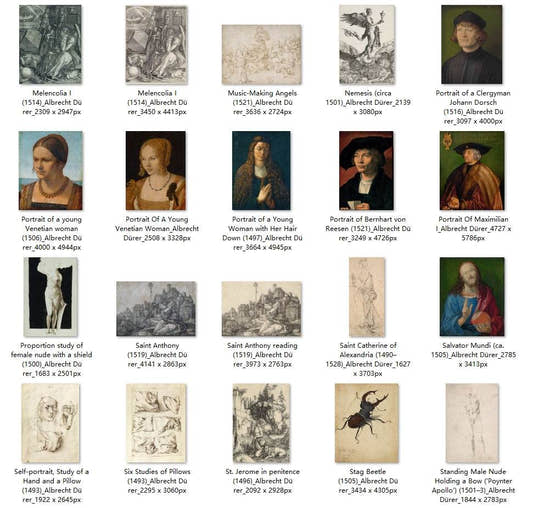 60 Painting Images by Albrecht Dürer German, 1471-1528 - Tibetan Buddhist thangka, detailed view