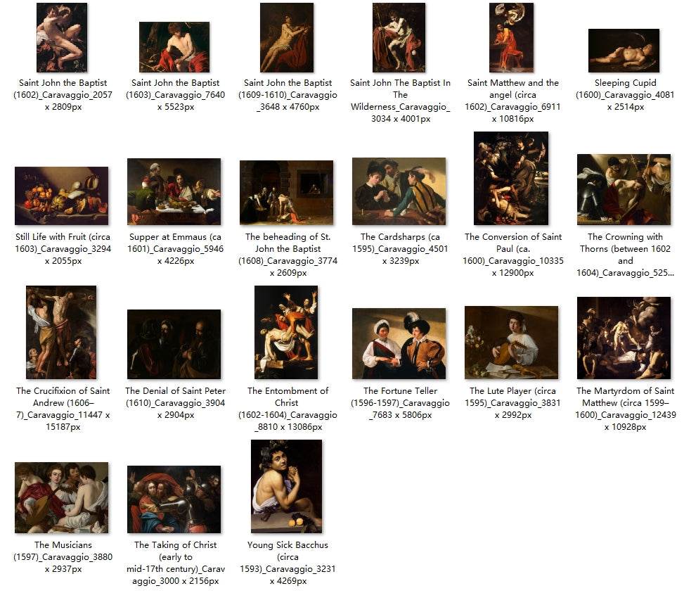 45 Painting Images by Caravaggio (Italian, 1571-1610) - Gandhanra-ART