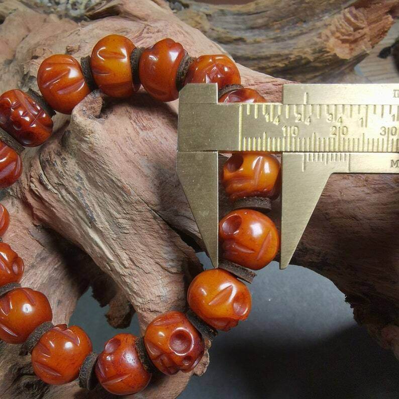 Wrist Mala Bracelet,10mm Skull - Gandhanra-ART