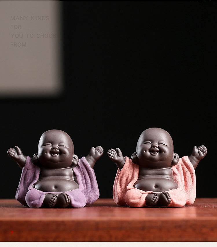 Purple Clay Maitreya Buddha Statues - Gandhanra-ART