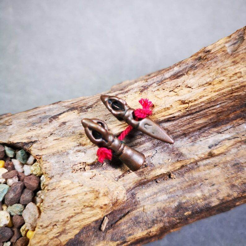 Amulet Pendant,Mini Phurba and Dorje Bell, Mala Accessories - Gandhanra-ART