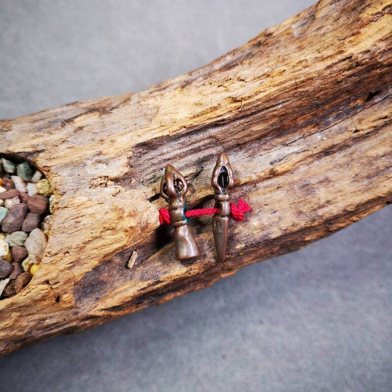 Amulet Pendant,Mini Phurba and Dorje Bell, Mala Accessories - Gandhanra-ART