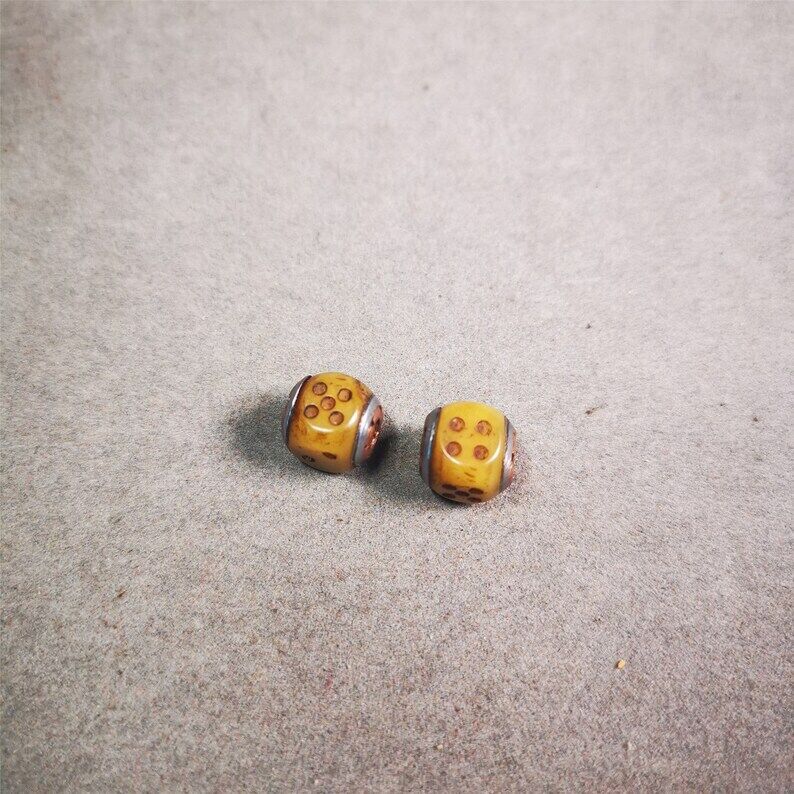 Mala Spacer Bead,Yak Bone Dice Marker Beads 0.43"×0.4" Gandhanra-ART