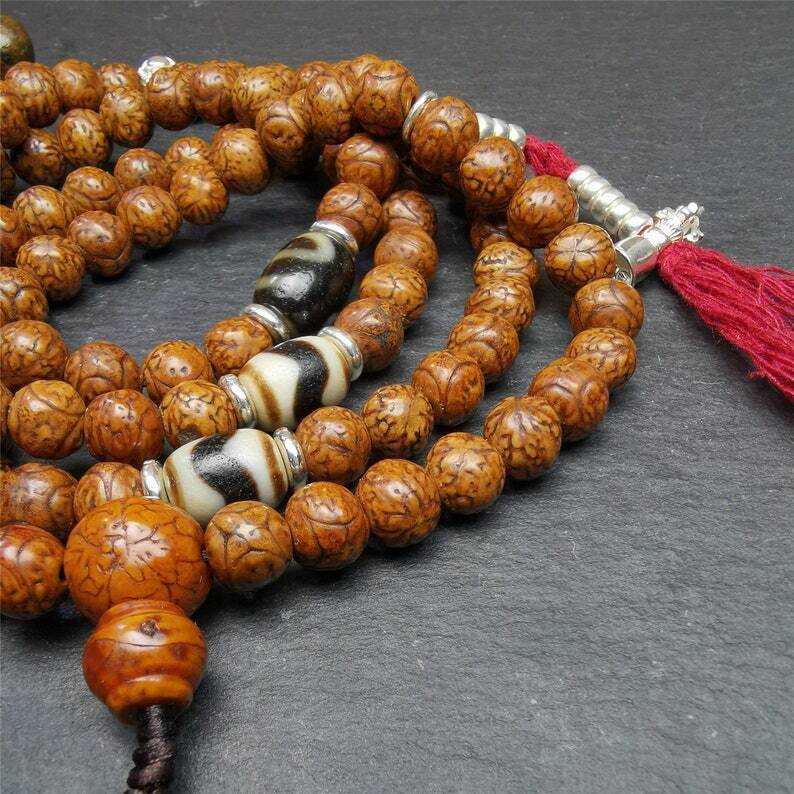 108 Dragon Eyes Bodhi Prayer Beads 0.35"