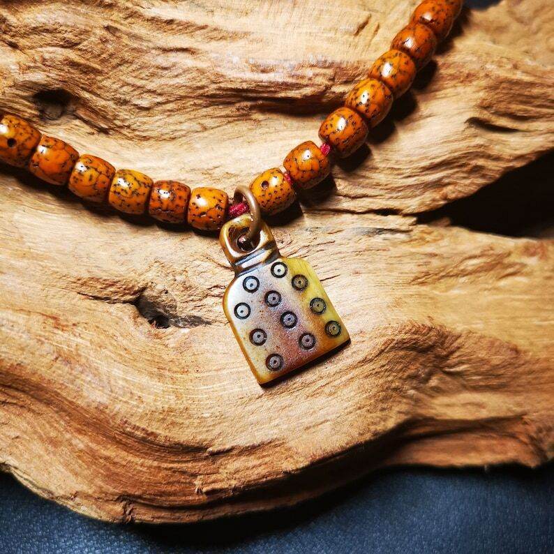 Yak Bone Carved Skull Prayer Bead Pendant - Gandhanra-ART