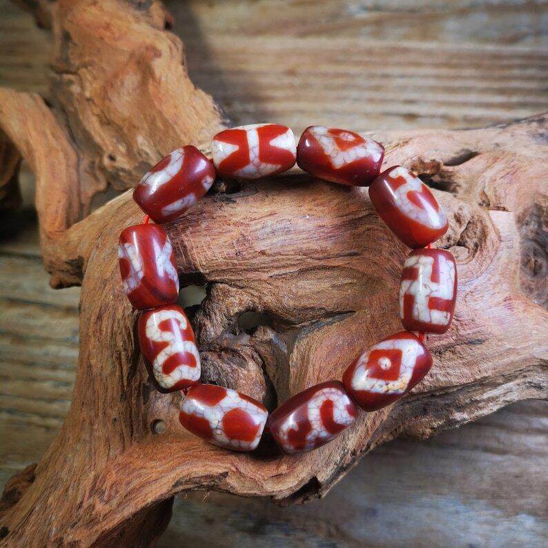 Fire Agate Dzi Bead Bracelet - Gandhanra-ART