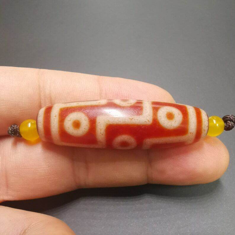 Fire Agate 9 Eyes Dzi Bead - Gandhanra-ART
