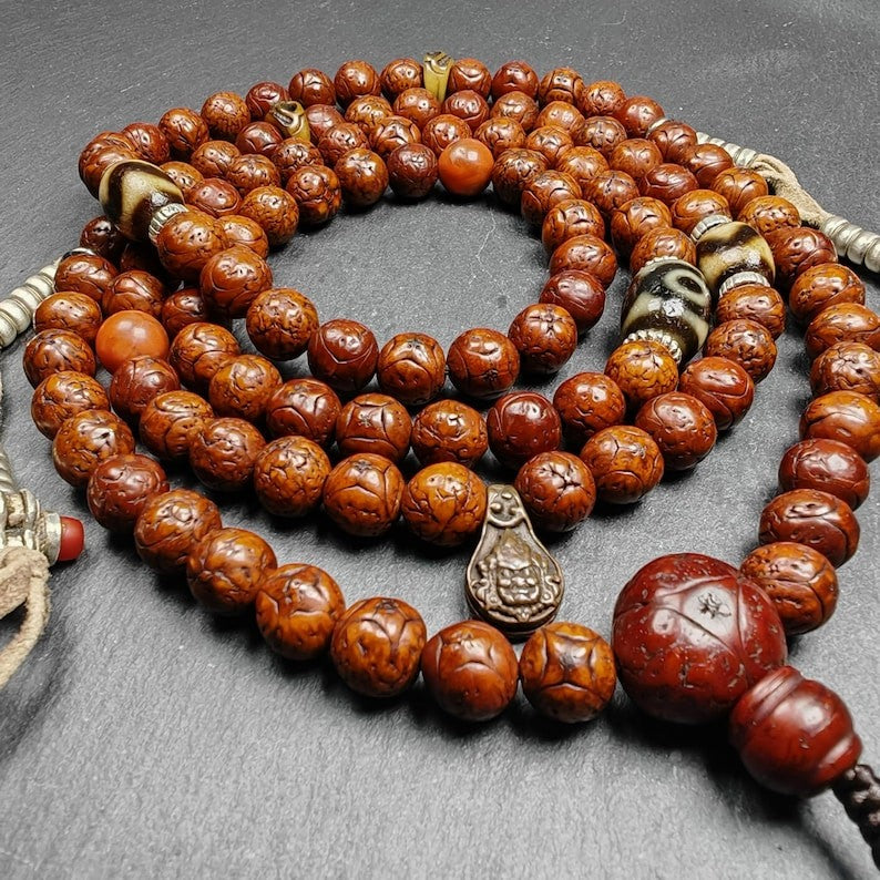9mm 108 Kirin Eyes Bodhi Seed Prayer Beads