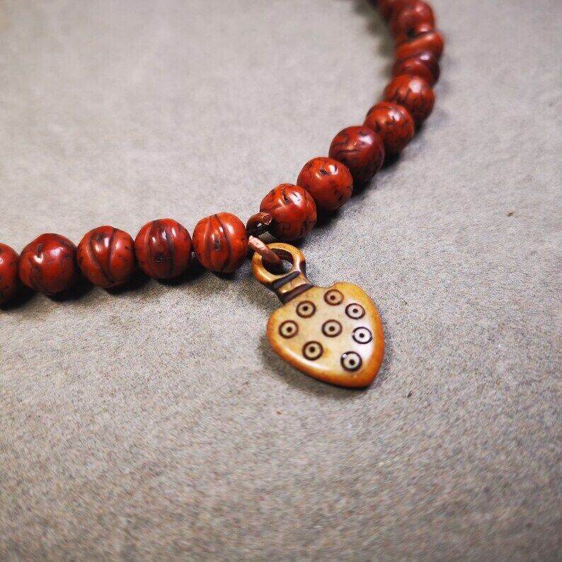 Yak Bone Carved Mantra Dot Prayer Bead Pendant - Gandhanra-ART