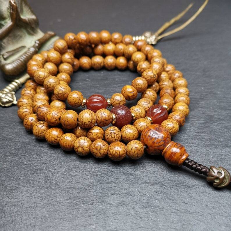 108 Dragon Eye Bodhi Prayer Beads 0.35"