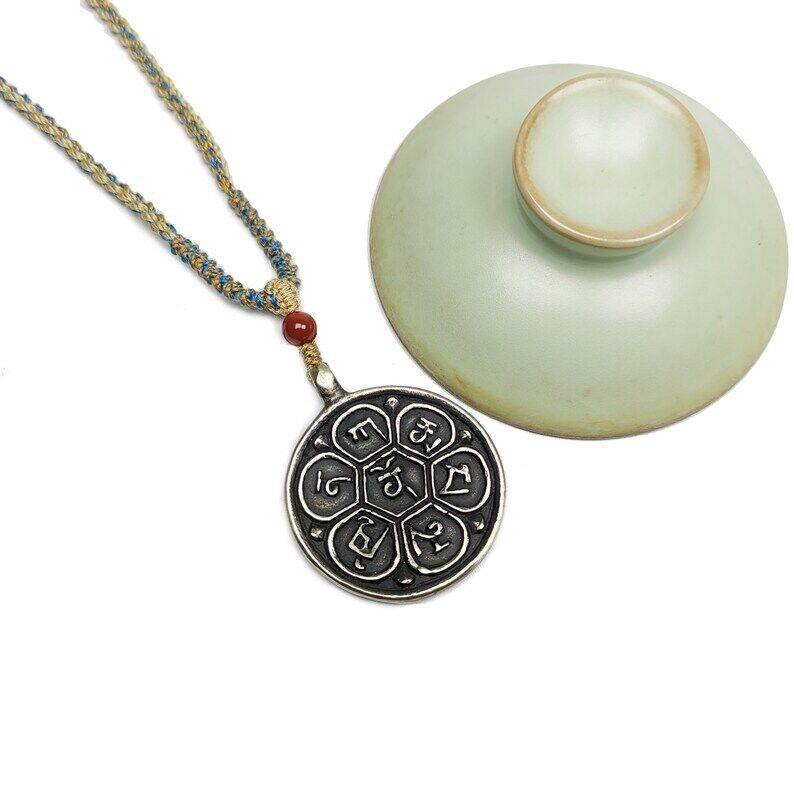 Amulet,Om Badge Pendant, Mantra of Om Mani Padme Hum - Gandhanra-ART