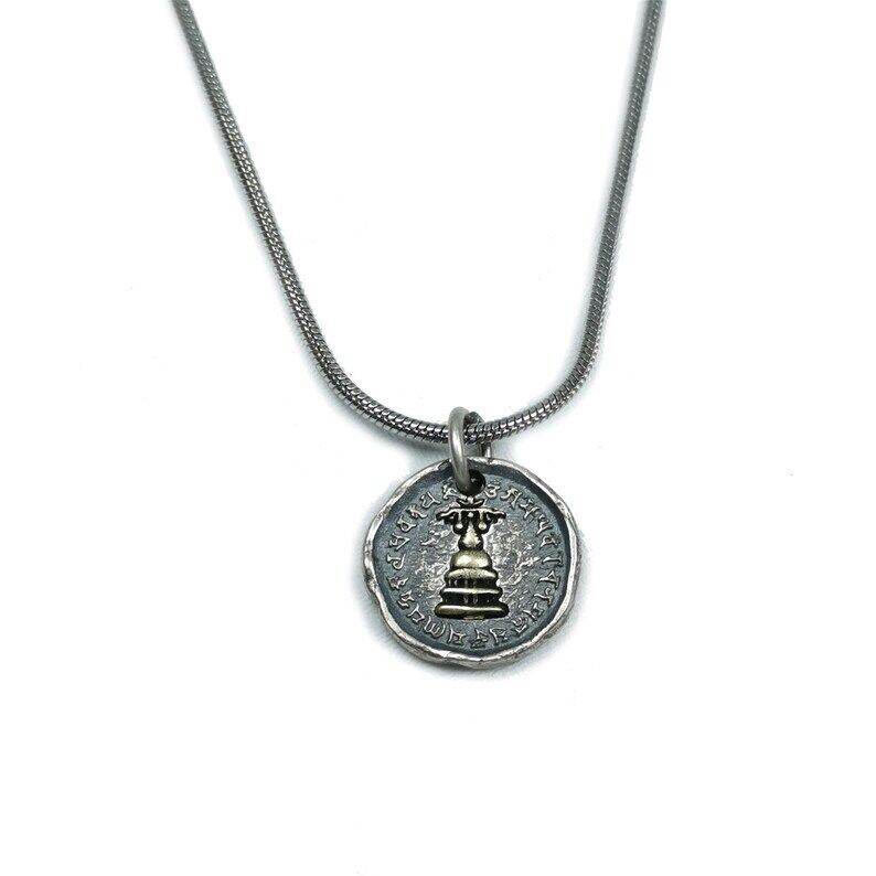 Tibetan Buddhism Lucky Charm, Silver Amulet of Mahakala,Ganesha Elephant,Stupa - Gandhanra-ART