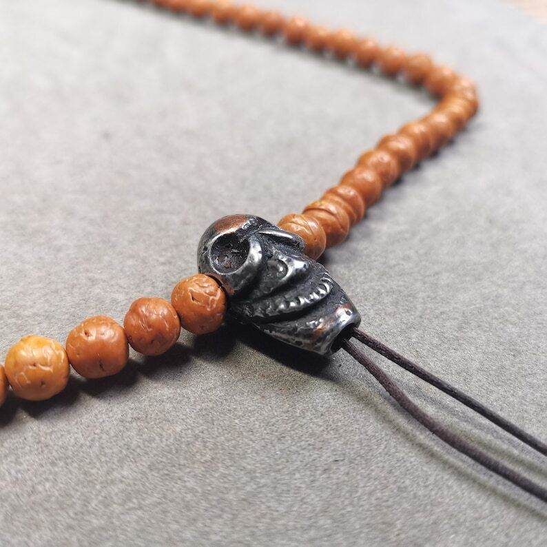 Mala Guru Bead, Skull Shape T-drilled 3-Hole Bead - Gandhanra-ART