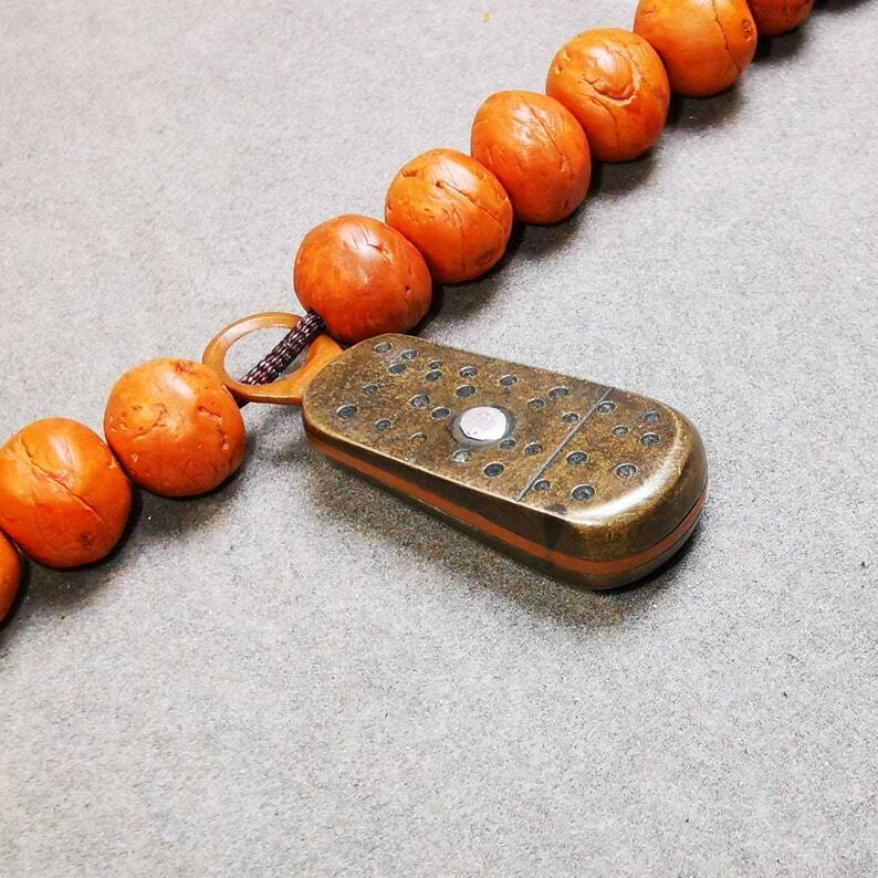 Tibetan Buddhist Mala Pendant,Mantra Dot Charm Amulet for Prayer Beads
