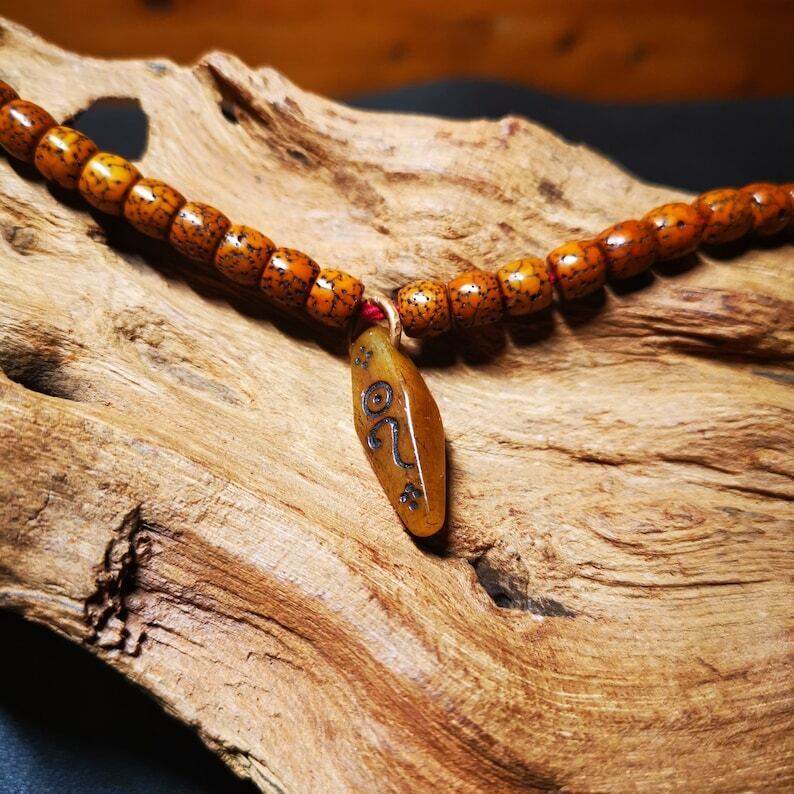 Yak Bone Carved Mani Jewel Prayer Bead Pendant - Gandhanra-ART