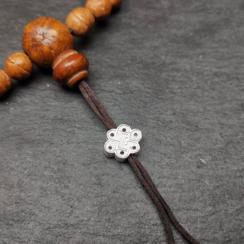 Mala Bead Pendant,Sterling Silver Lucky Knot Bead,Endless Knot - Gandhanra-ART