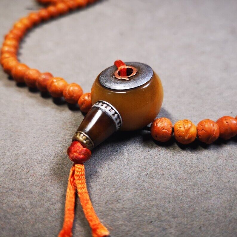Yak Bone 3-Hole Prayer Bead,Mala Bead,0.95"