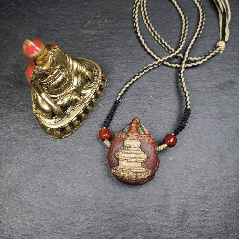 Stupa Tsa Tsa Amulet, Scorpion Guru of Padmasambhava, Scorpion Terma Pendant - Gandhanra-ART