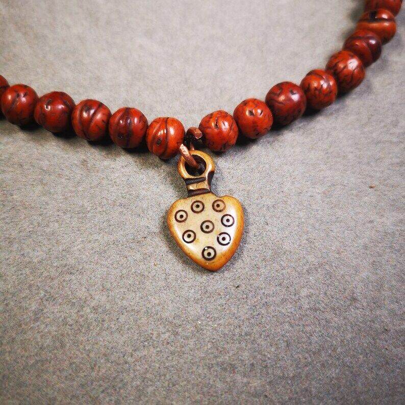 Yak Bone Carved Mantra Dot Prayer Bead Pendant - Gandhanra-ART