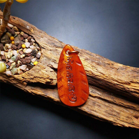 Amulet,Yak Bone Carved OM Mani Padme Hum Mantra,Tibetan Letter - Gandhanra-ART