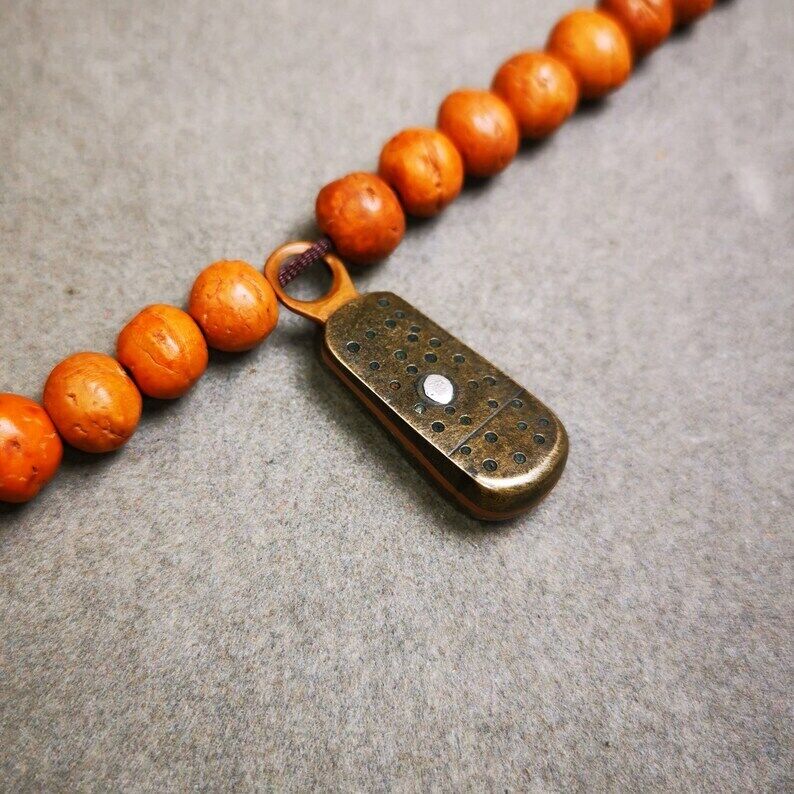 Tibetan Buddhist Mala Pendant,Mantra Dot Charm Amulet for Prayer Beads