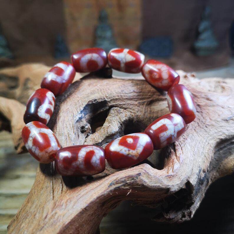 Fire Agate Dzi Bead Bracelet - Gandhanra-ART