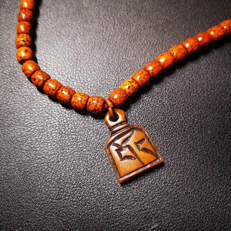 Yak Bone Carved Letter Prayer Bead Pendant - Gandhanra-ART