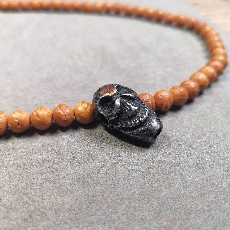 Mala Guru Bead, Skull Shape T-drilled 3-Hole Bead - Gandhanra-ART