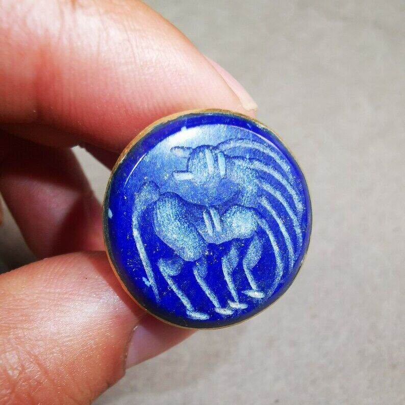Old West Asian Ring,Made of Lapis Lazuli + Copper,From Pakistan - Gandhanra-ART