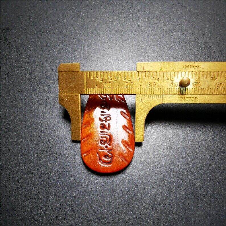 Amulet,Yak Bone Carved OM Mani Padme Hum Mantra,Tibetan Letter - Gandhanra-ART