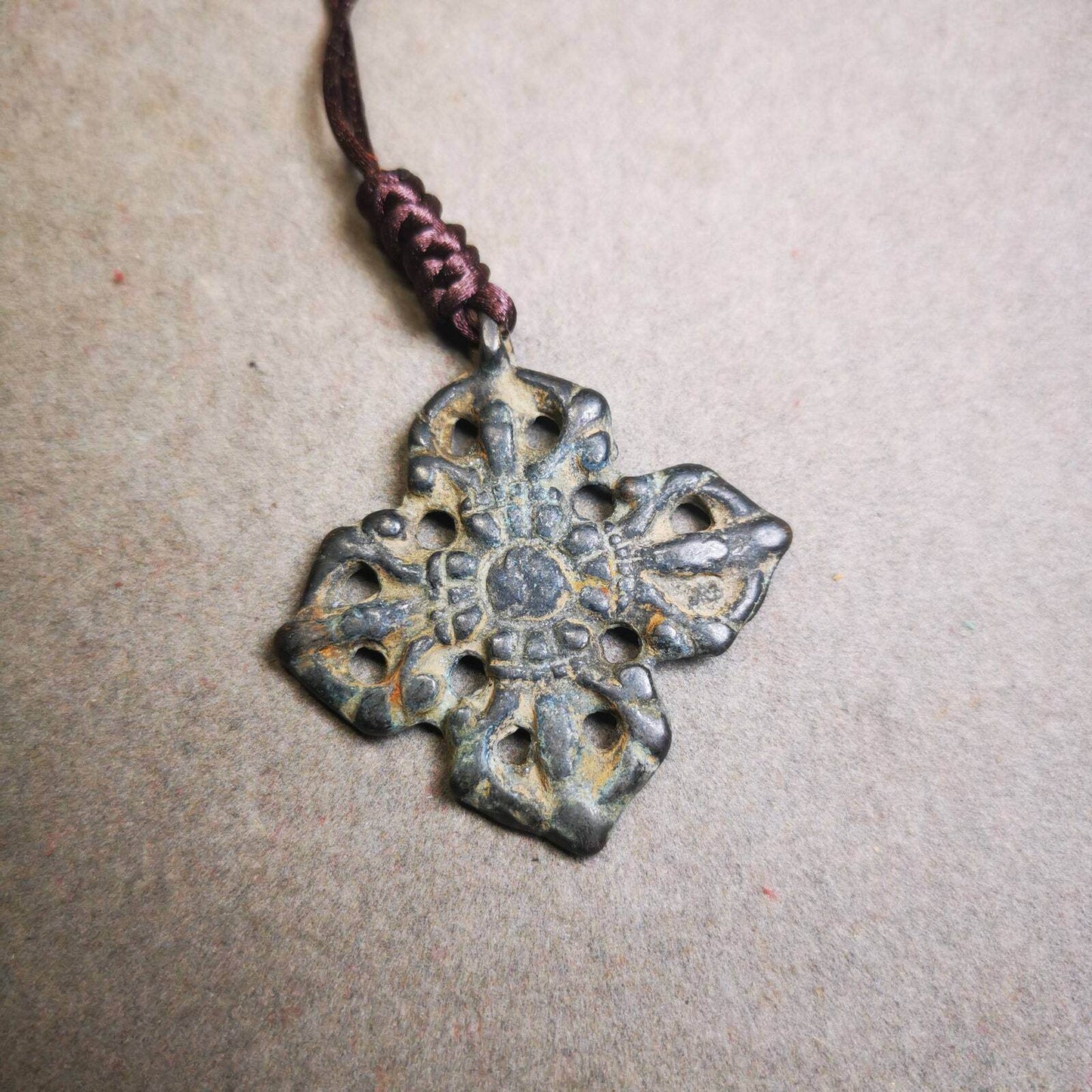 Buddhist Amulet,Cross Vajra Badge, Made of Thokcha - Gandhanra-ART