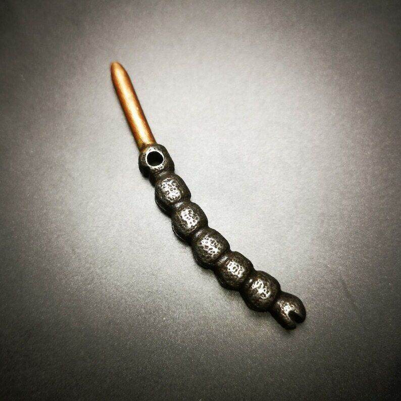 Handmad Charm Pendant,Tibetan Cordyceps Sinensis,Made of Cold Iron and Brass - Gandhanra-ART