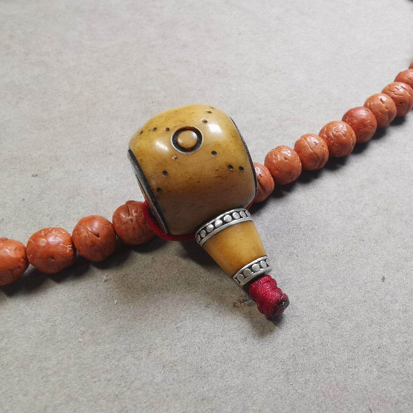 Tibetan Guru Bead,T-drilled 3-Hole Prayer Bead for Mala,Yak Bone