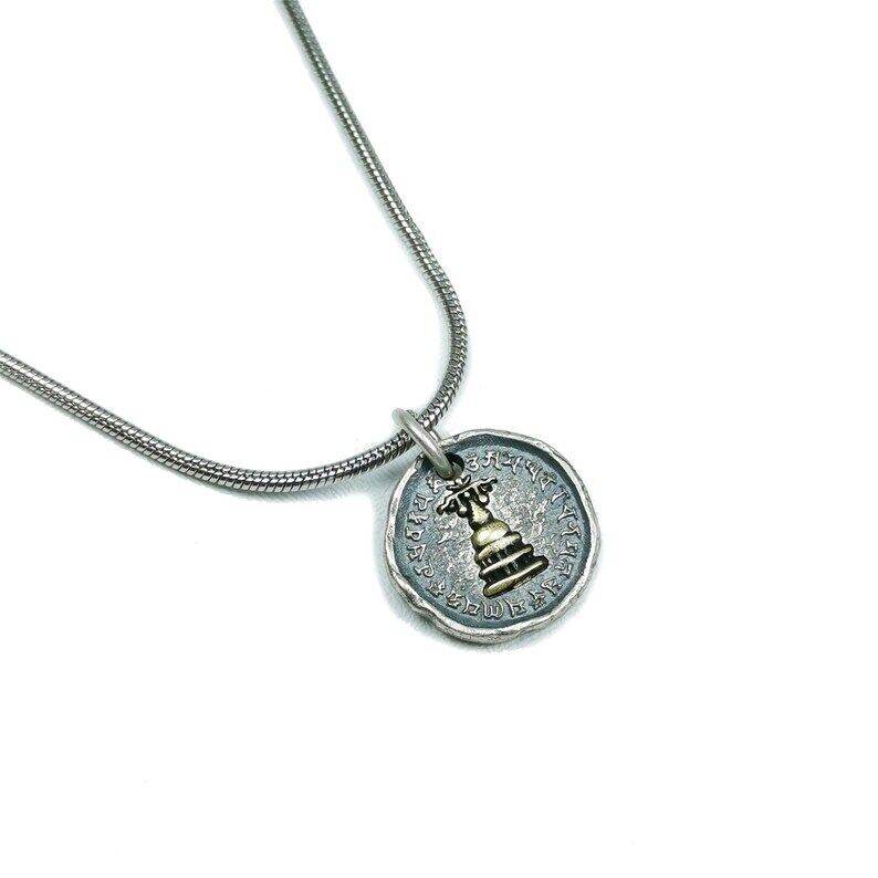 Tibetan Buddhism Lucky Charm, Silver Amulet of Mahakala,Ganesha Elephant,Stupa - Gandhanra-ART