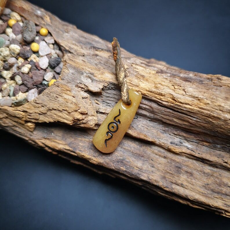 Yak Bone Carved Amulet Pendant 1.06"×0.43"