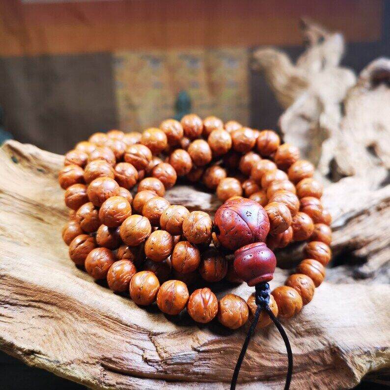 Old Mala,9mm Prayer Beads - Gandhanra-ART
