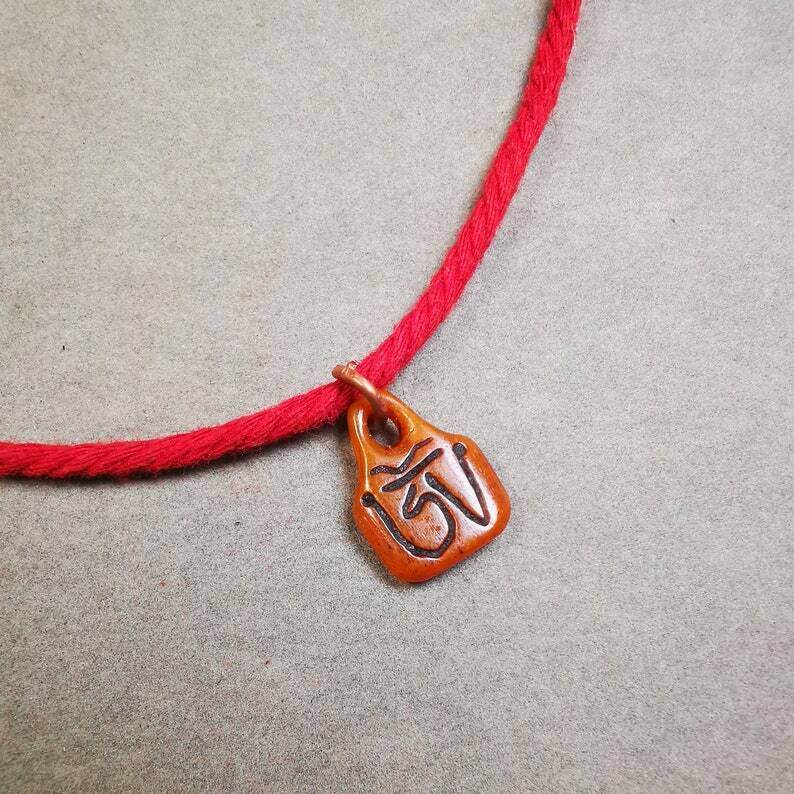 Yak Bone Carved OM Letter Prayer Bead Pendant - Gandhanra-ART