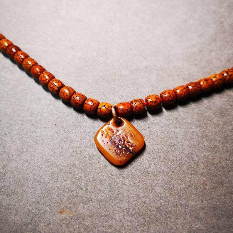 Yak Bone Carved OM Letter Prayer Bead Pendant,Bead Counter Clip Amulet for Mala - Gandhanra-ART
