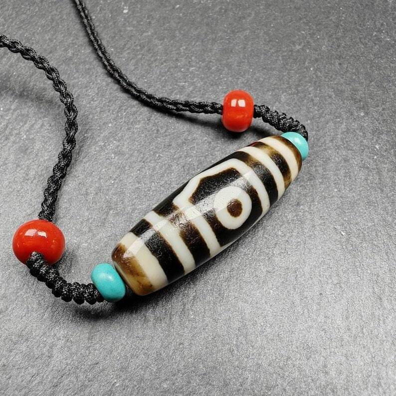 3 Eyes Dzi Bead Amulet,37*12mm - Gandhanra-ART