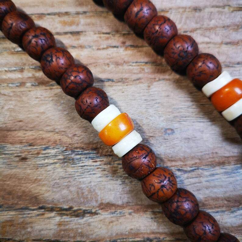 Old 108 Bodhi Beads Mala,13mm Prayer Beads for Meditation - Gandhanra-ART