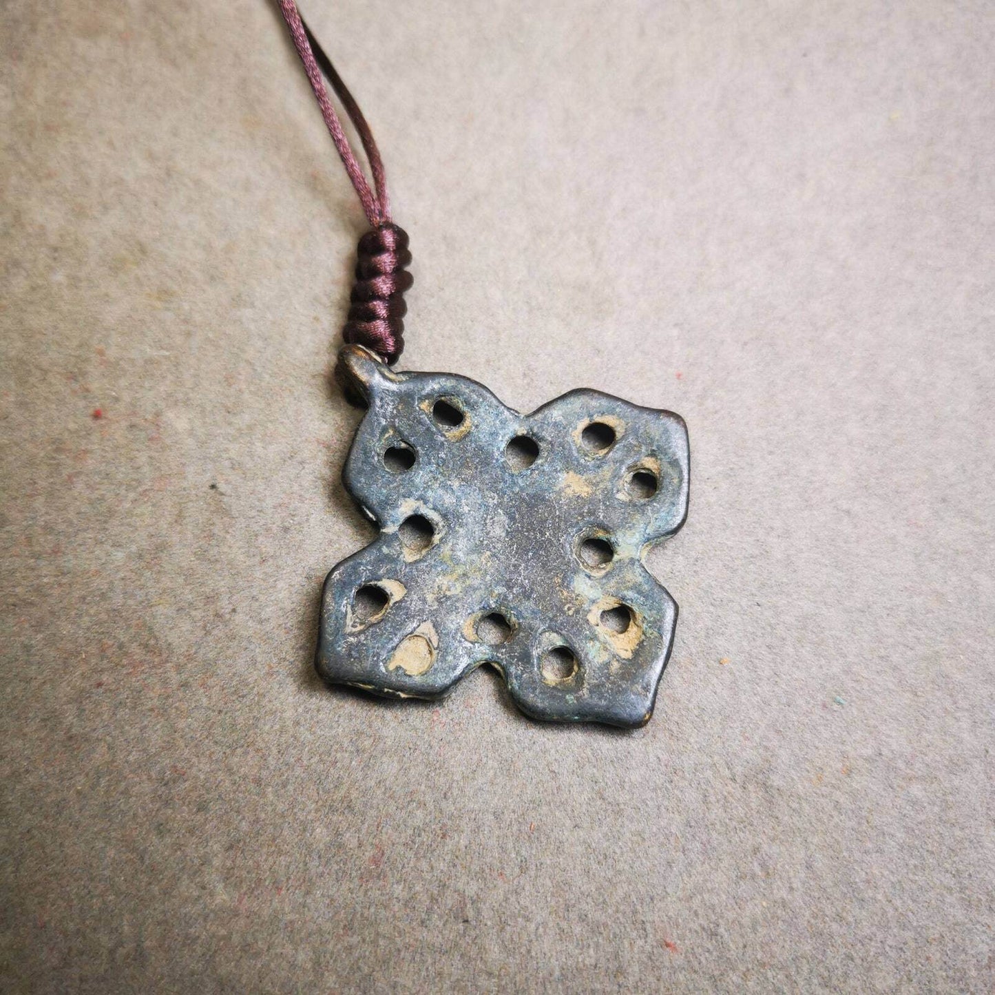Buddhist Amulet,Cross Vajra Badge, Made of Thokcha - Gandhanra-ART