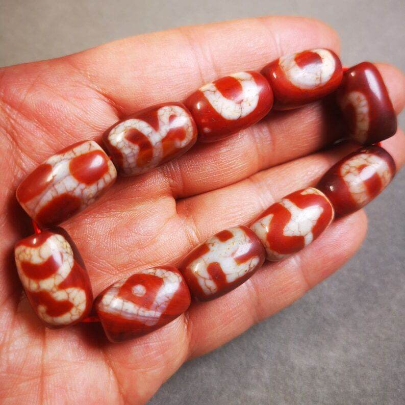 Fire Agate Dzi Bead Bracelet - Gandhanra-ART