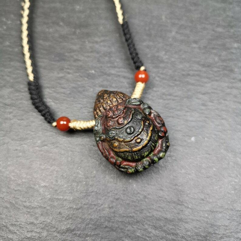Old Tibetan Tsa Tsa Mold Amulet, Scorpion Guru of Padmasambhava