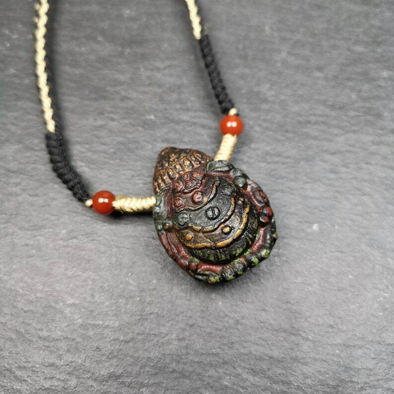 Old Tibetan Tsa Tsa Amulet, Scorpion Guru of Padmasambhava,Scorpion Terma Amulet - Gandhanra-ART