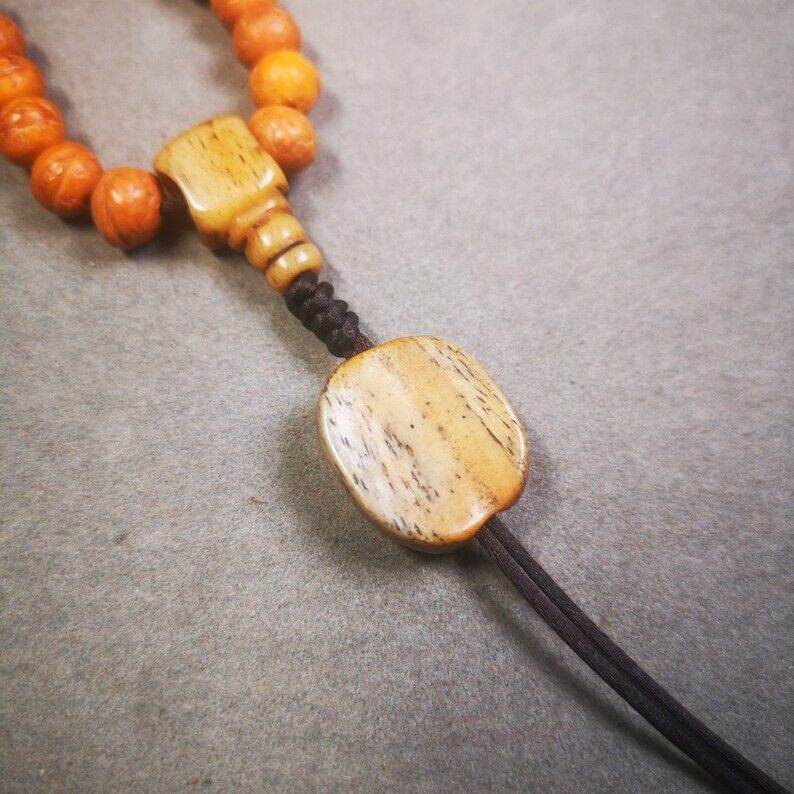 Yak Bone Carved Citipati Skull Amulet Pendant,Spacer Bead for Mala - Gandhanra-ART